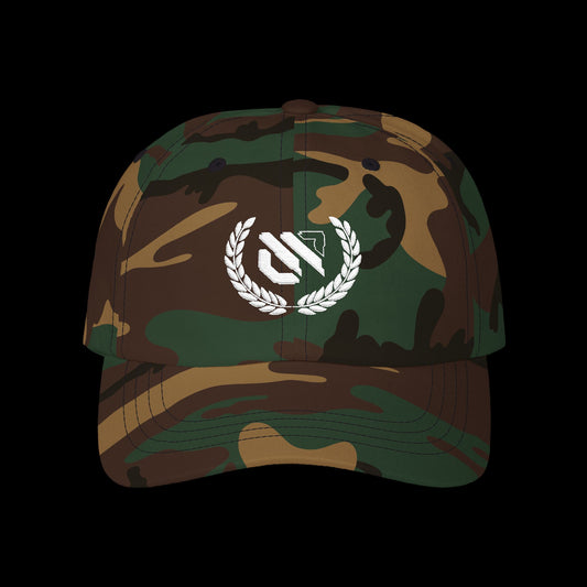 Camo Dad Cap with White Laurel Emblem — Classic Casual Baseball Hat